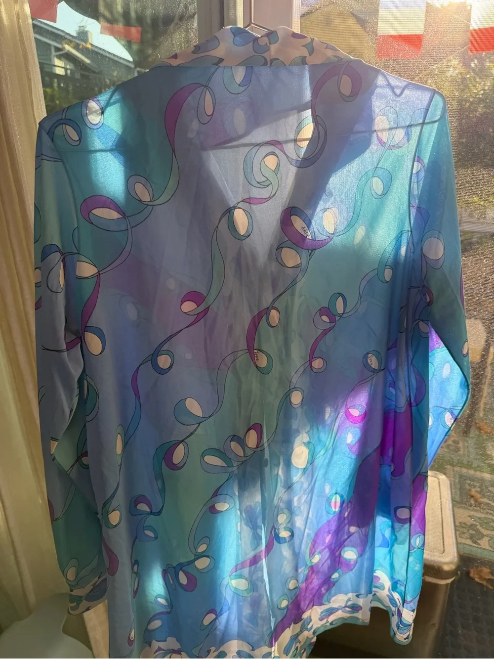 Emilio Pucci for Formfit Rogers Sheer Blue & Purple Loungewear Top